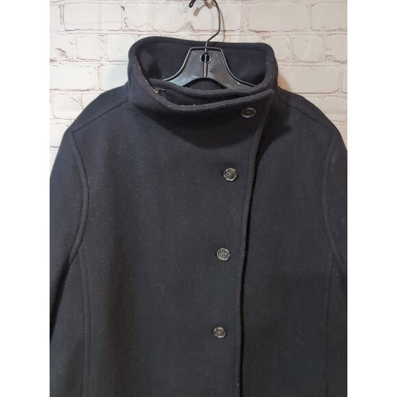 J. Crew Italian Stadium Cloth Nelli Gori Black Wool Polyester Coat Woman's Sz 14 - Picture 2 of 12